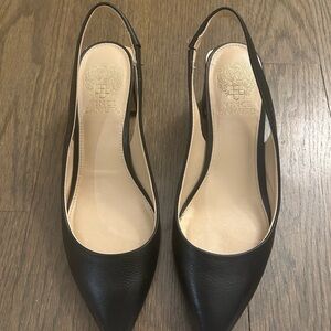 Vince Camuto Black Leather Women's Slingback Heels